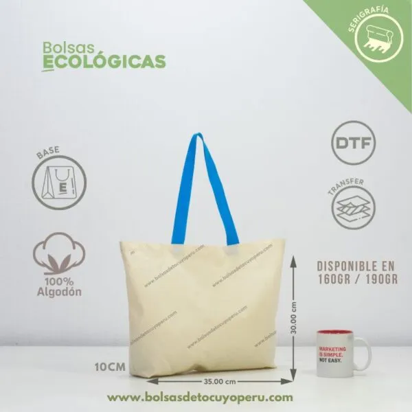 Bolsa de tocuyo con base de 30x35x10 hecha en algodón