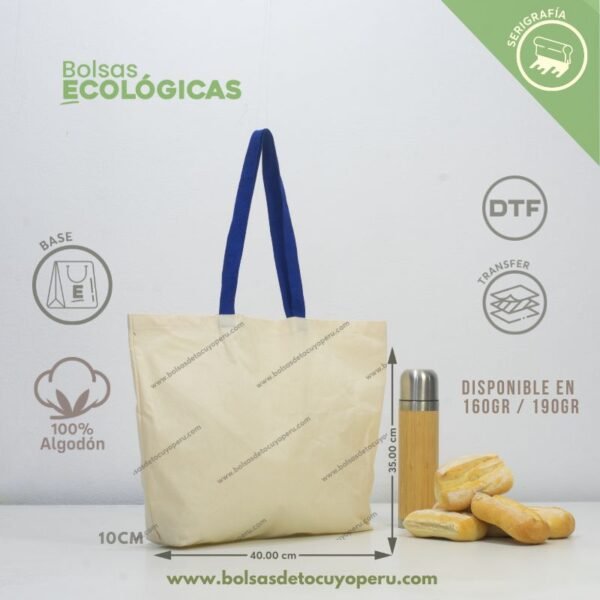 Bolsa de tocuyo con base de 35x40x10 hecha en algodón