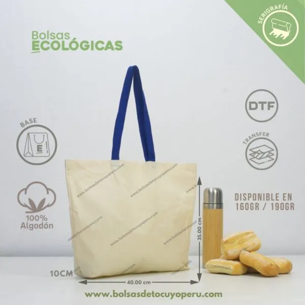 Bolsa de tocuyo con base de 35x40x10 hecha en algodón