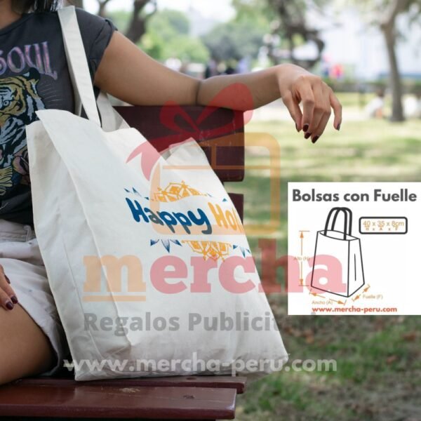Bolsa de Tocuyo con Fuelle 40x35x10 - Algodón - Imagen 2