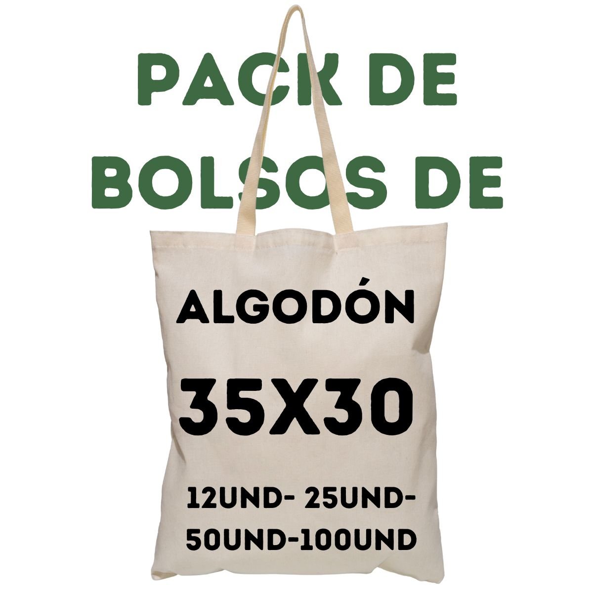 Packs de Bolsas de tela Tocuyo 100% Algodón 40x35