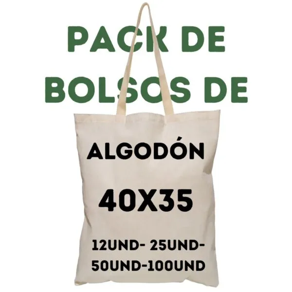 Packs de Bolsas de tela Tocuyo 100% Algodón 40x35