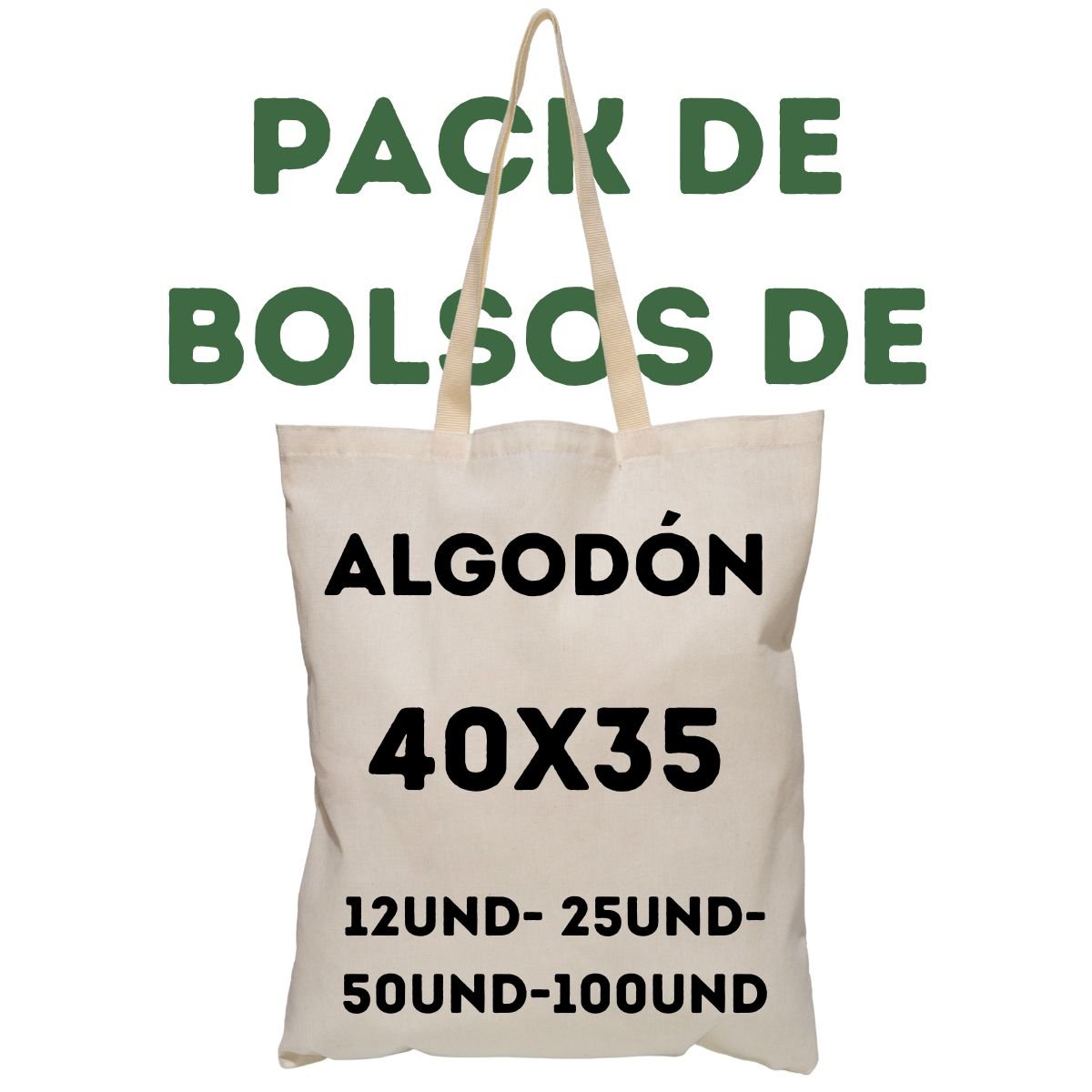 Packs de Bolsas de tela Tocuyo 100% Algodón 40x35