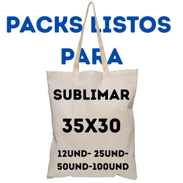Packs de Bolsas de tela Tocuyo para sublimar 35x30