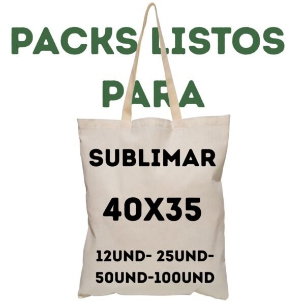 Packs de Bolsas de tela Tocuyo para sublimar 40x35