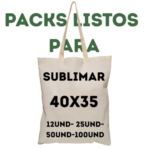 Packs de Bolsas de tela Tocuyo para sublimar 40x35