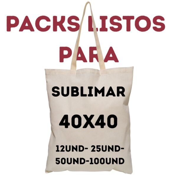 Packs de Bolsas de tela Tocuyo para sublimar 40x40